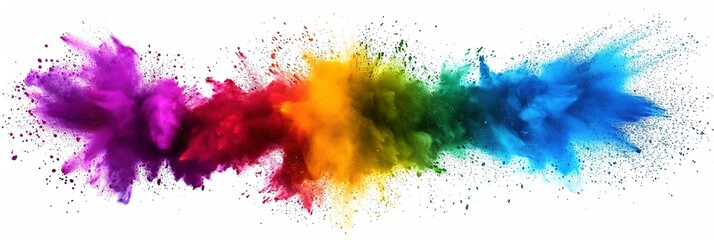 Chromatic Eruption: Vivid Rainbow Colors Exploding Against a White Canvas