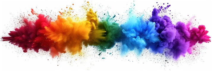 Chromatic Eruption: Vivid Rainbow Colors Exploding Against a White Canvas