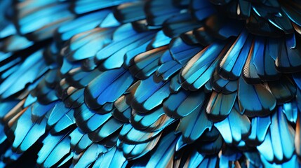 Close up of iridescent butterfly wings showcasing delicate patterns and vivid hues in natural light