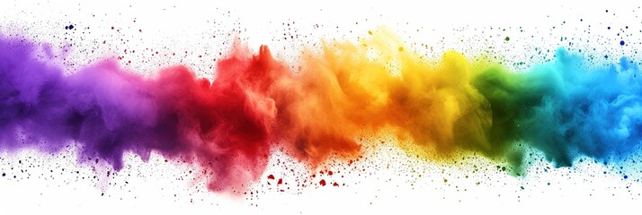 Prismatic Splash: Colorful Rainbow Explosion Popping Against a Clean White Surface