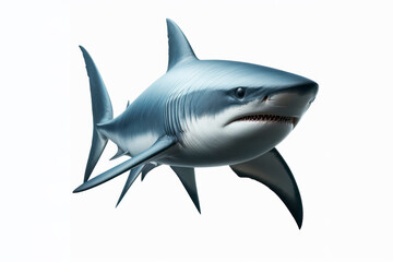 Fototapeta premium Mako Shark isolated on solid white background. ai generative