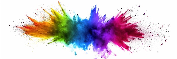 Dazzling Spectrum: Rainbow Color Explosion Standing Out on a White Background