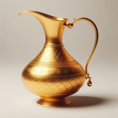 Golden Aftabeh Persian Toilet Wash Jug Decorative Antique Rare Qajar Water Jug Ewer Brass Pitcher