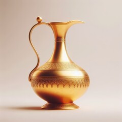 Golden Aftabeh Persian Toilet Wash Jug Decorative Antique Rare Qajar Water Jug Ewer Brass Pitcher