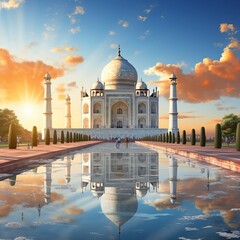 India wallpaper with a great building in the background ,illustration, Indian Republic Day, Indian Independence day