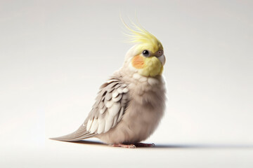 Cockatiel Parrot isolated on solid white background. ai generative