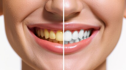 Before and after dental whitening  close up radiant smile evolution transformation