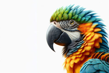 Macaw Parrot isolated on solid white background. ai generative