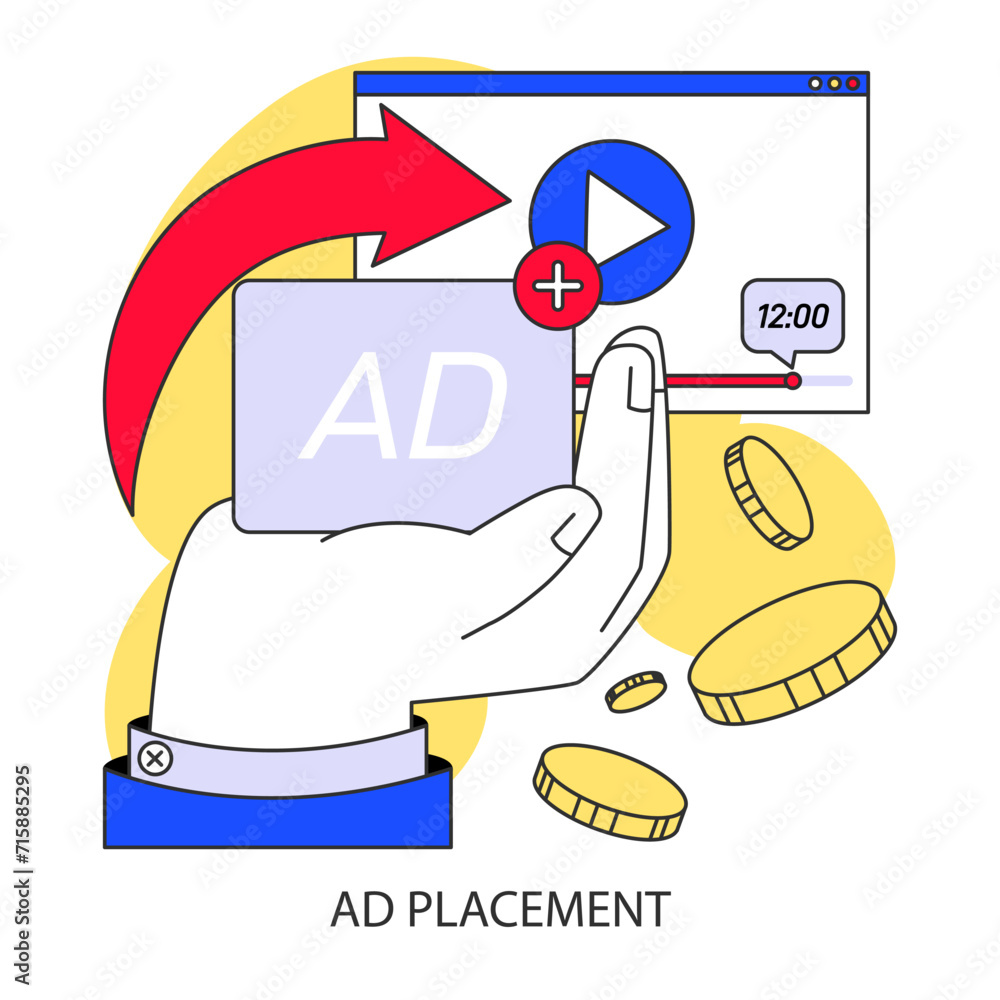 Poster ad placement strategy concept. selective targeting and timely ad insertions for maximum impact. onli