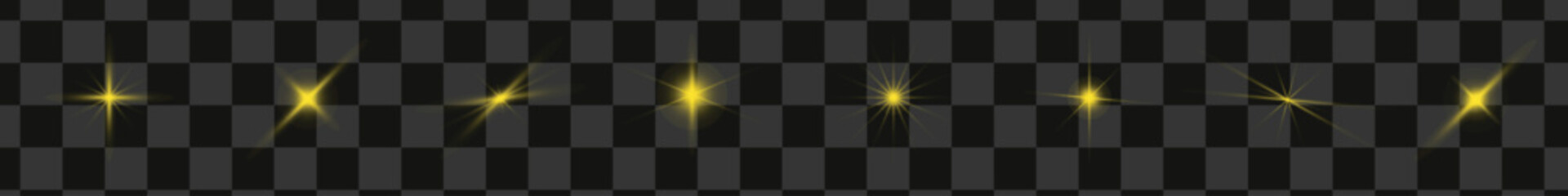 Twinkling stars. Sparkle star icons. Blink glitter and glowing icon. Collection of yellow stars