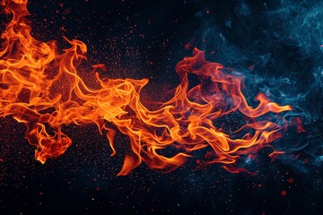 Searing Simplicity: Black Background Illuminated by Minimal Orange and Red Flames 