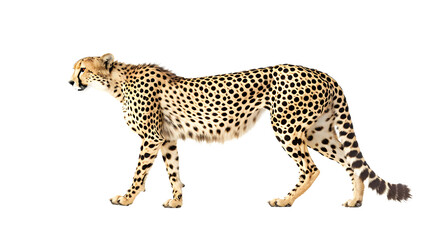 Cheetah Standing on White Background, Fast and Graceful African Predator