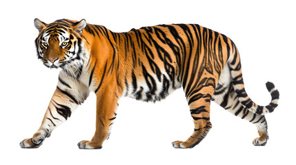 Majestic Tiger Striding Gracefully on a Blank Canvas