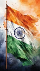 The india flag painted with white lines and green color ,illustration, Indian Republic Day, Indian Independence day