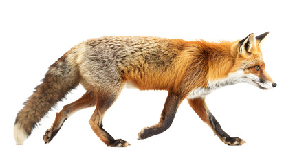 Red Fox Walking Across White Background