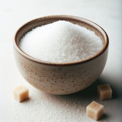 sugar in a bowl on white