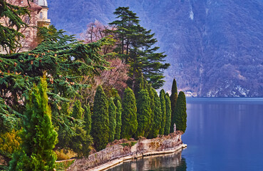 The lakeside Sportino Epico park and Ceresio, Lugano, Switzerland