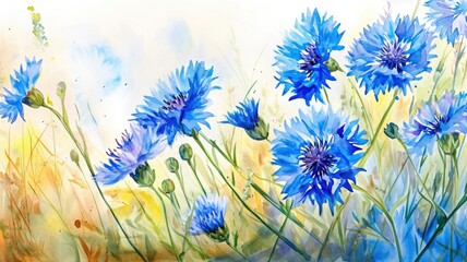 Elegance watercolor Wonders cornflowers