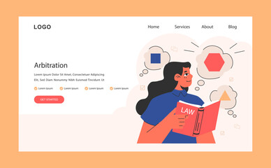 Business deal or agreement arbitration web banner or landing page. Signing a contract or successful negotiation. Business partners interests and obligations. Flat vector illustration