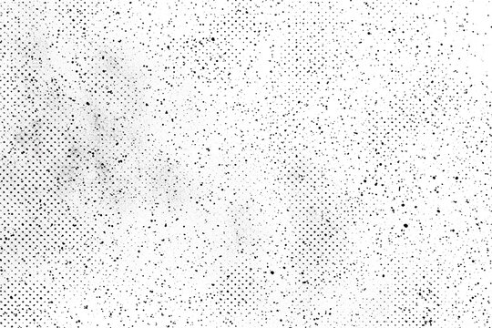 Whispering Grains: Subtle Halftone Vector Texture Overlay with Monochrome Abstract Splatter Background