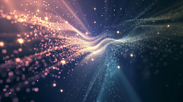 Abstract Motion Background, Shining Light, Stars, Particles, Energy Waves, Loop. Creative background