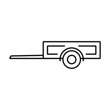 recommend clip art: Small light car trailer icon. Black contour linear silhouette. Editable strokes. Side view. Vector simple flat graphic illustration. Isolated object on a white background. Isolate.