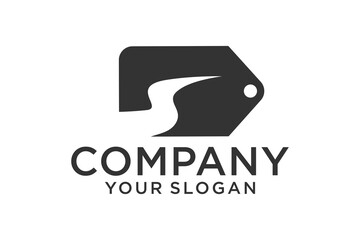 Road label sign concept. Logo design template with highway in negative space. Transport and traffic