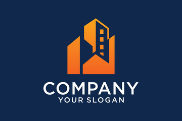 Real estate logo design template Building logo design with negative space style real estate, architecture, construction