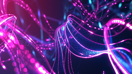 Abstract Motion Background Shining Particles And Neon Colors Light Forms Loop. Creative background