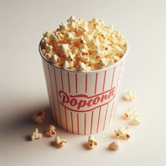 bucket of popcorn on white