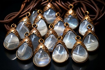 Mystical moonstone amulets, imbued with lunar energy and offering protection from dark forces - Generative AI