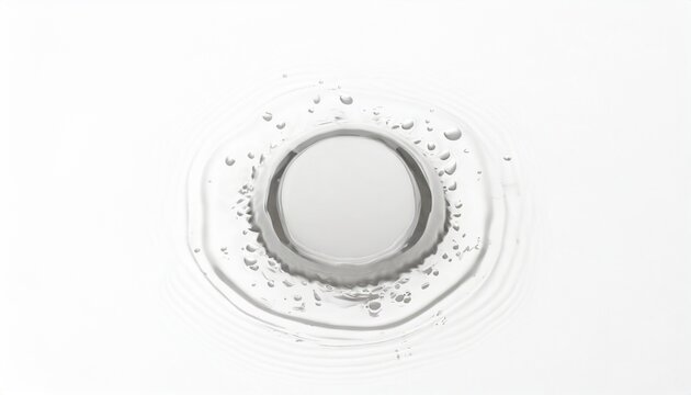 real image top view spilled water drop on the floor isolated on white background