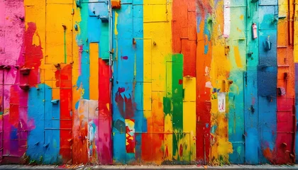 Papier Peint photo Graffiti closeup of colorful messy painted urban wall texture modern pattern for wallpaper design creative urban city background abstract open composition