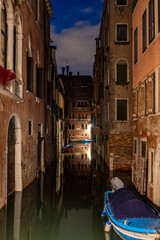 Venetian Canal at night taken with long exposure