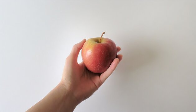 hand holding an apple in a white background