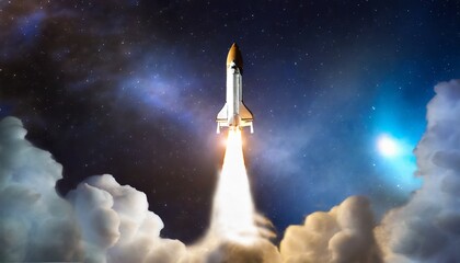 launch of space spaceship takes off into the night sky rocket starts into space concept elements of this image furnished by nasa