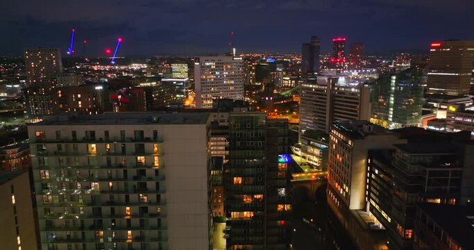 Twilight over Manchester city skyline