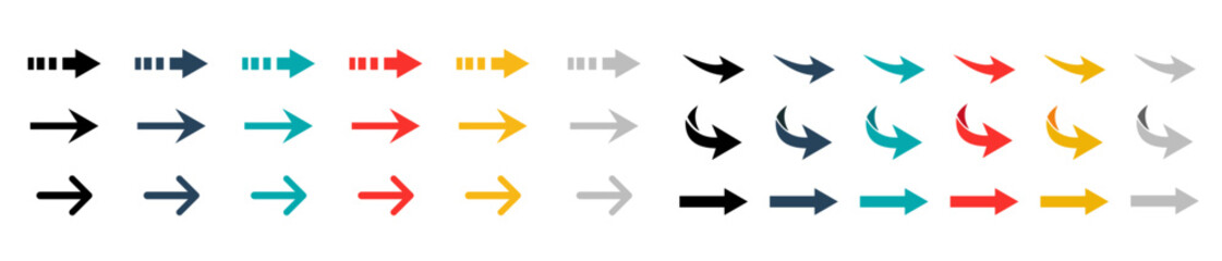 Arrows vector collection. Arrows set vector illustration. Colorful arrow symbols. vector icon. Arrows set icon. Arrow icon. Vector illustration