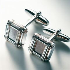 silver cufflinks for suit on white