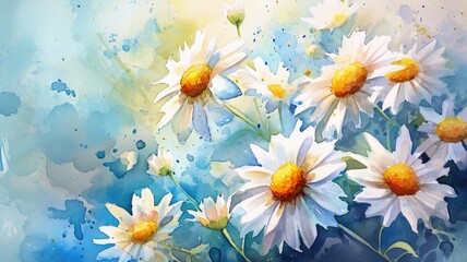 Watercolor Wonders: summer daisies flowers