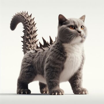 Catzilla animal monster on white