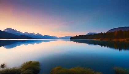 serene view of calm lake at twilight