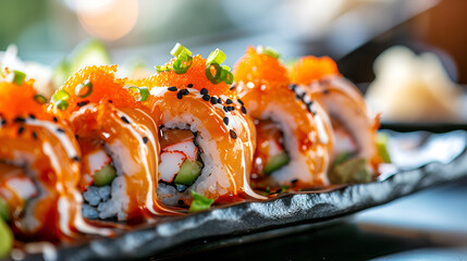 sushi roll japanese food style - soft focus effect picture.