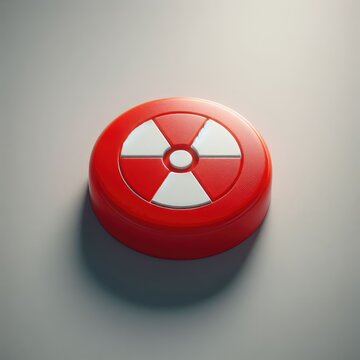 radiation warning sign on red danger button