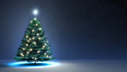 christmas tree with glowing neon lights and copy space