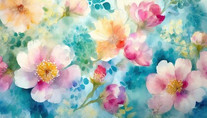 background floral watercolor wallpaper texture - obrazy, fototapety, plakaty
