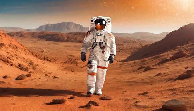 astronaut on planet mars made with