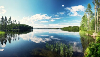finland lake scape at summer