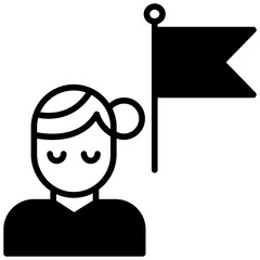 Woman Flag solid glyph icon