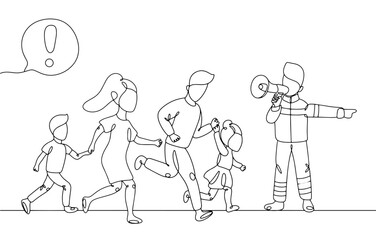 Civil defense. Evacuation. Population. Rescuer. Shelter